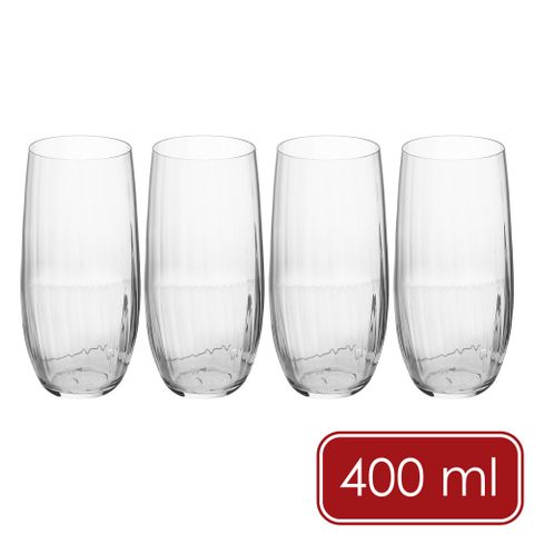 《Mikasa》Treviso水晶玻璃高球杯4入(斜紋400ml)