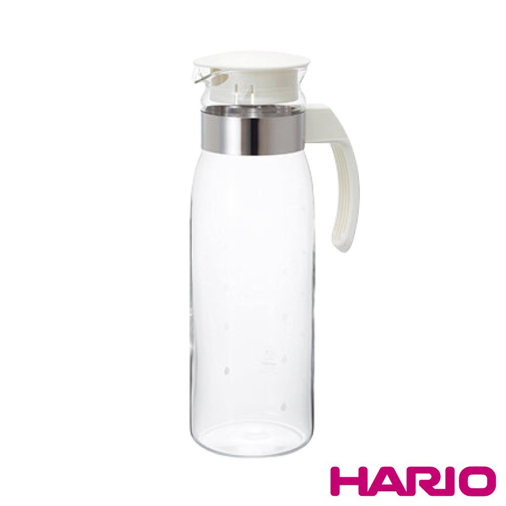 HARIO 日本耐熱玻璃冷水壺-附把直立式-1.4L-白蓋-日本製(RPLN-14-OW)