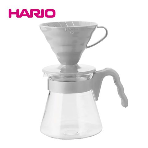 HARIO V60灰白手沖咖啡壺組1-4杯份 700ml VCSD-02-PGR