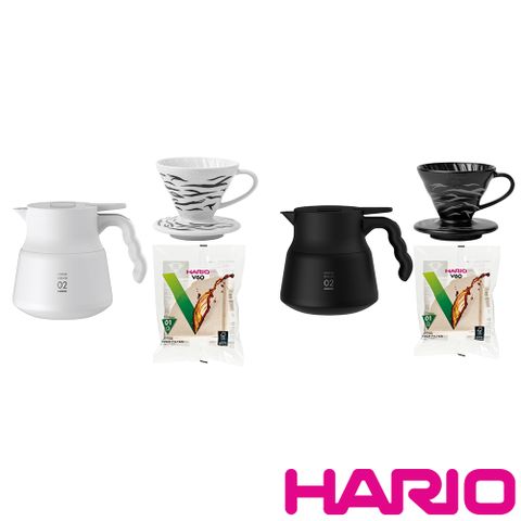 【HARIO】V60不鏽鋼保溫咖啡壺PLUS+限量虎紋濾杯+濾紙