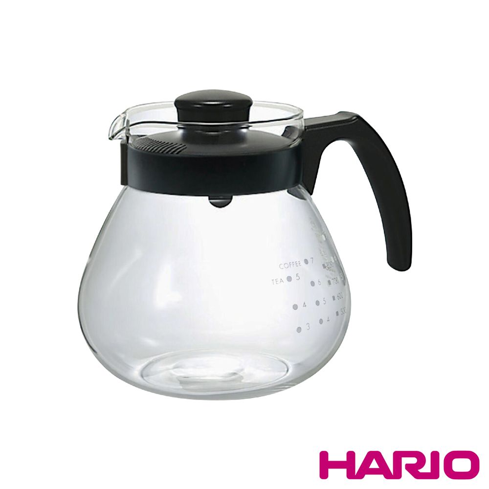 DRETEC 【HARIO】新球型_日本茶&咖啡耐熱玻璃壺-1000ml-黑色-日本製(TCR-100B)