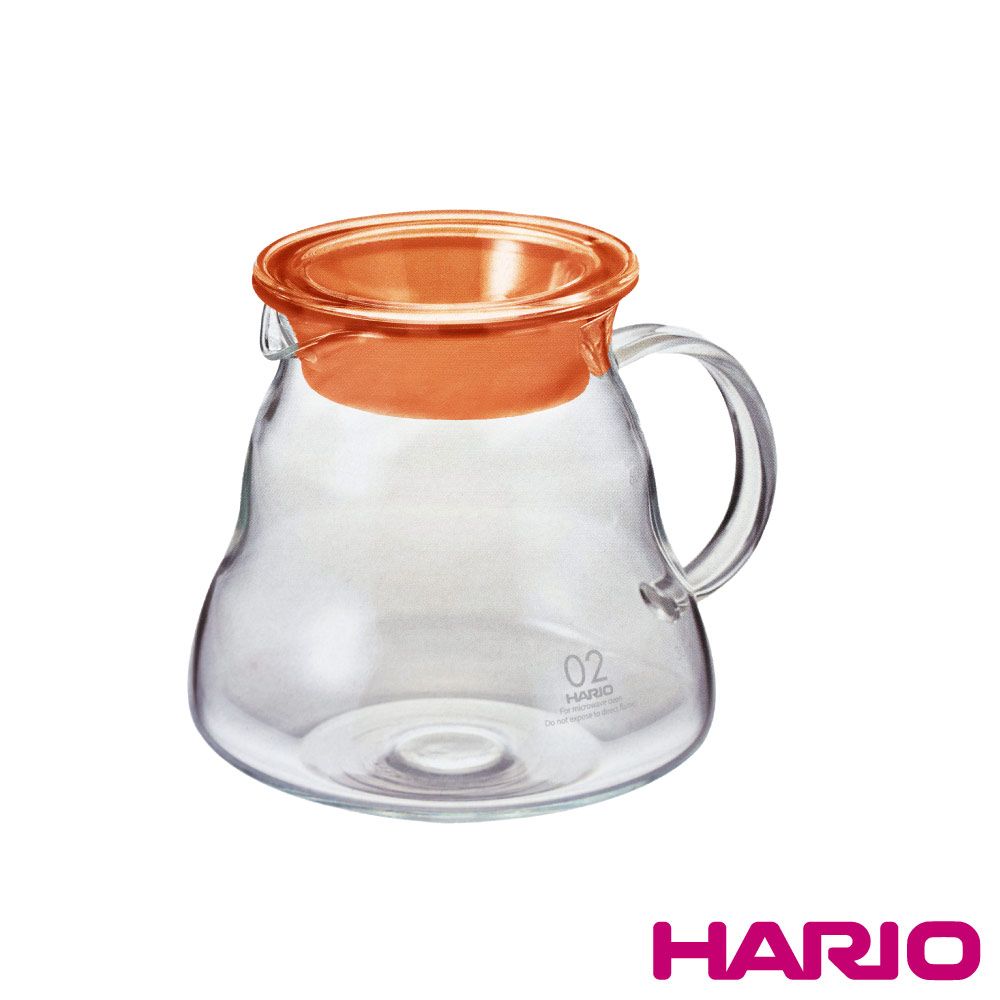 DRETEC 【HARIO】V60雲朵_日本耐熱玻璃沖泡壺&咖啡壺-600ml-橘色-2~5杯用(XGT-60TO)