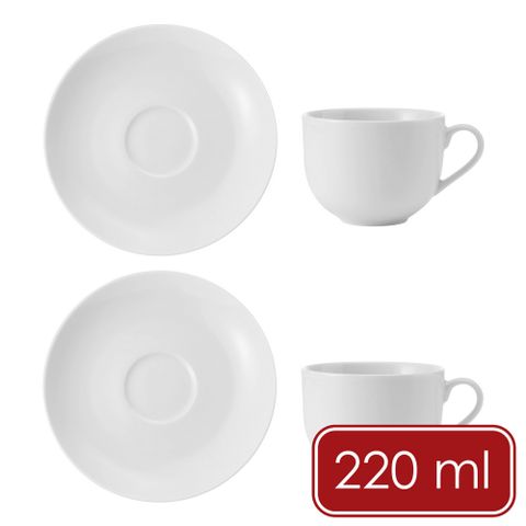 Mikasa Dinnerware Chalk白瓷杯碟組2入(白220ml) / 咖啡杯 下午茶杯 英式午茶 杯盤 茶杯 茶碟