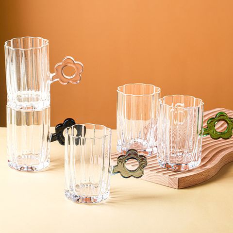 【日本FOREVER】花朵造型把手杯/小巧造型水杯/果汁杯250ML(5入組)