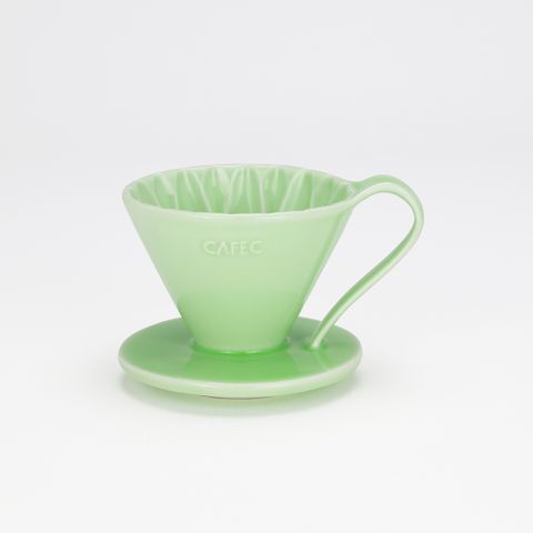 日本CAFEC 花瓣型陶瓷濾杯1-2杯-綠色