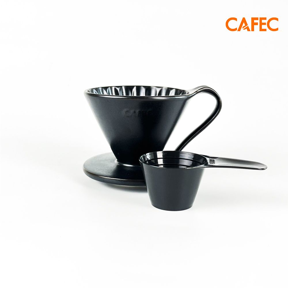 CAFEC 【三洋】日本限量款 花瓣濾杯陶瓷款 墨色 V01/1-2人