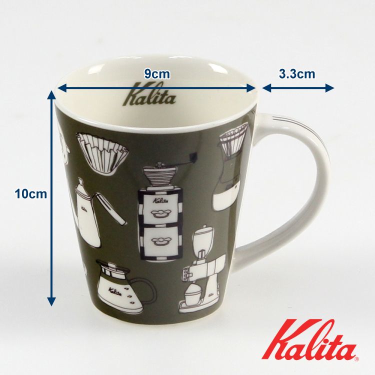 Kalita  馬克杯300ml-深藍 加 MILA不鏽鋼咖啡濾杯組合