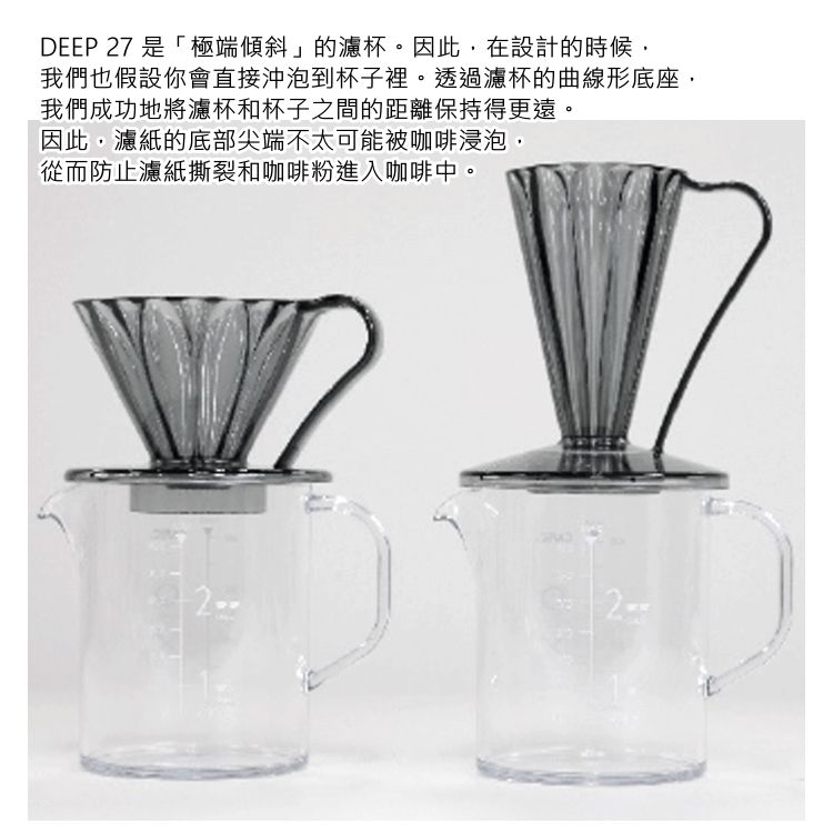 CAFEC 日本三洋 DEEP27 花瓣底27度究極濾杯組合(附專用濾紙100枚)-兩色可選