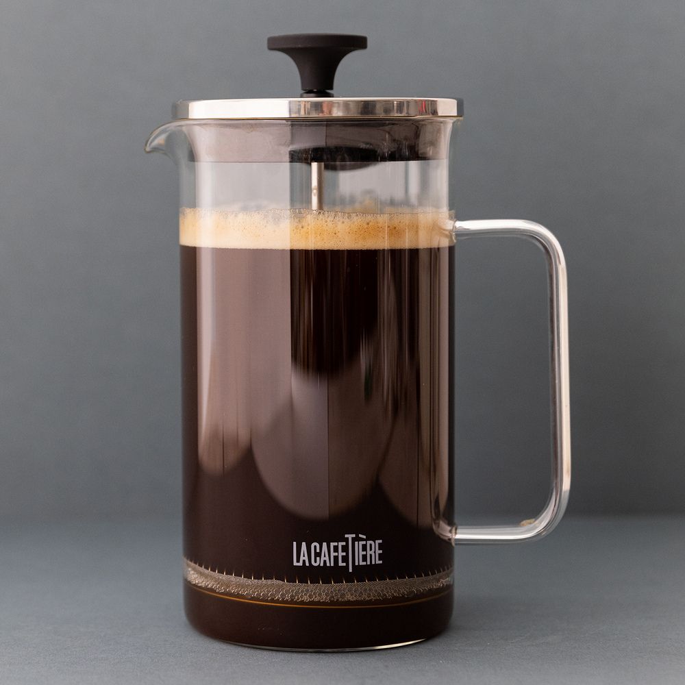 La Cafetiere 玻璃法式濾壓壺(簡約銀1L) | 泡茶器 冷泡壺 沖茶器 法壓壺 咖啡壺 奶泡杯