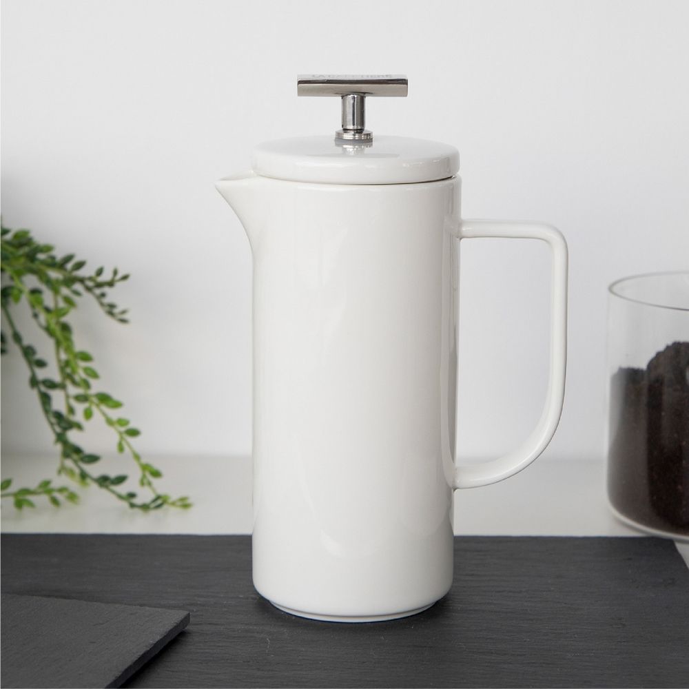 La Cafetiere 陶製法式濾壓壺(米白480ml) | 泡茶器 冷泡壺 沖茶器 法壓壺 咖啡壺 奶泡杯