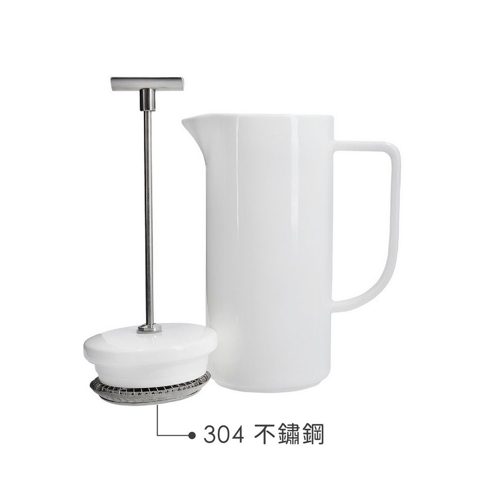 La Cafetiere 陶製法式濾壓壺(米白480ml) | 泡茶器 冷泡壺 沖茶器 法壓壺 咖啡壺 奶泡杯