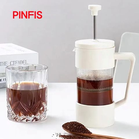 PINFIS 品菲特 玻璃法式濾壓壺 咖啡沖泡壺 茶壺-350ml (經典白)