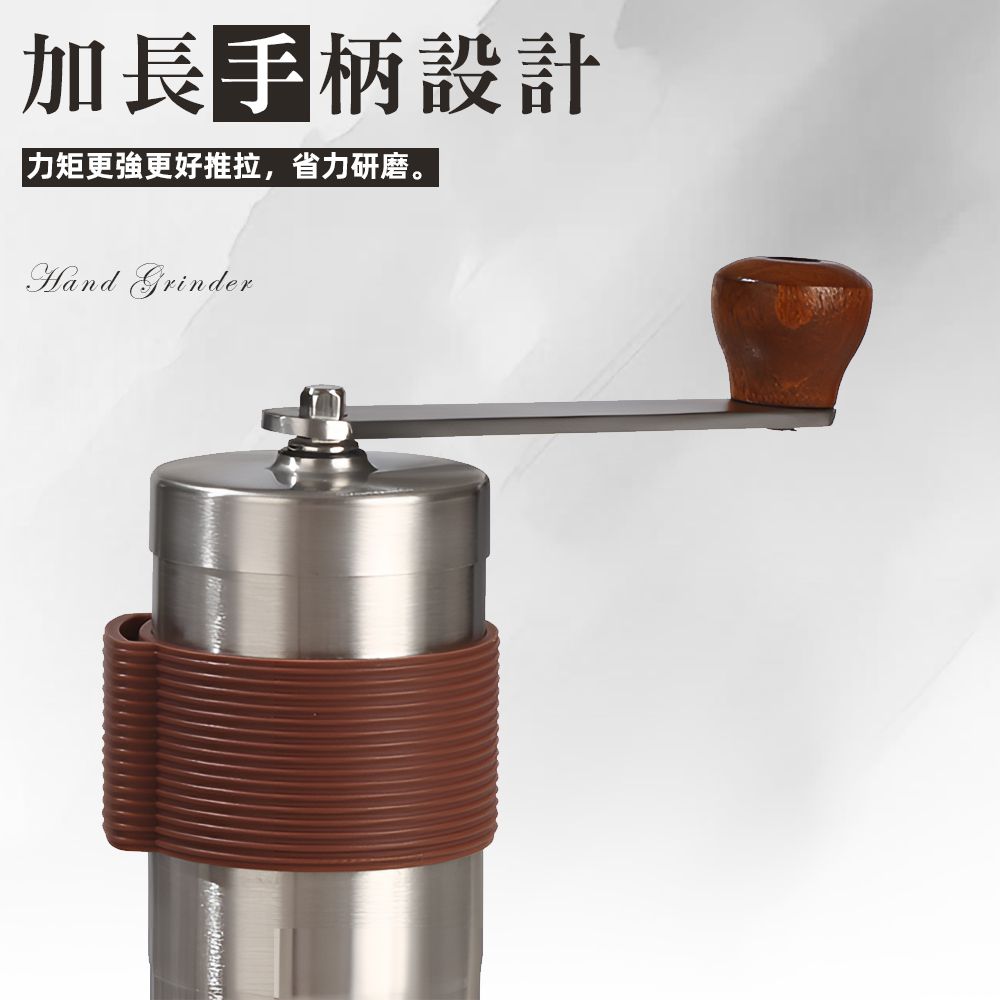 加長設計力矩更強更好推拉,省力研磨。Hand Grinder