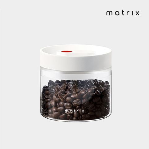matrix按壓式真空保鮮玻璃密封罐400ml 咖啡豆密封 不含雙酚A 防潮儲存罐 手動抽真空
