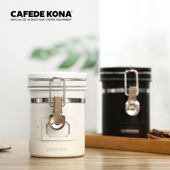 CAFEDE KONA  不鏽鋼密封罐150克(果乾咖啡豆儲物罐)-黑