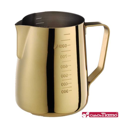 Tiamo 專業內外刻度不鏽鋼拉花杯950cc-鍍鈦金款(HC7091)