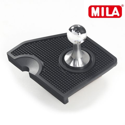 MILA 水晶球填壓器51mm 銀色+MILA梯柱咖啡填壓墊