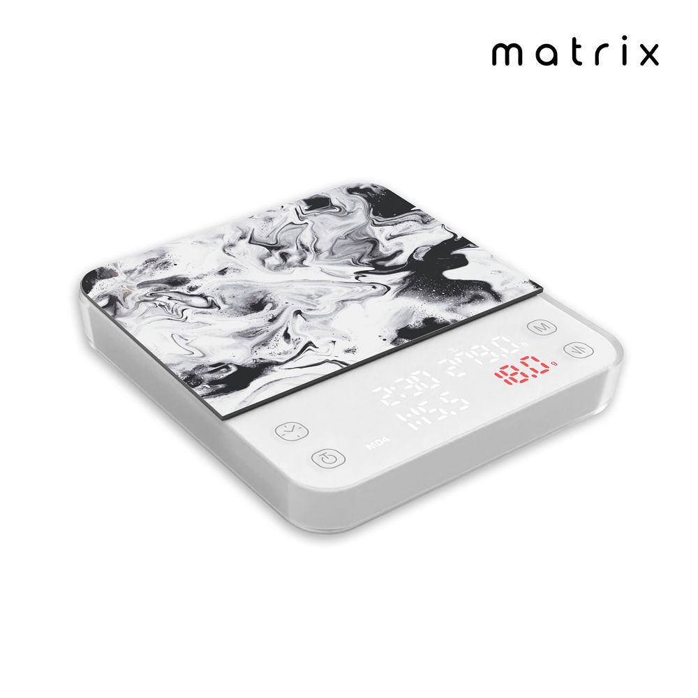 MATRIX 美傑仕 M1 PRO 小智 義式手沖LED觸控雙顯咖啡電子秤 - 白色 Type-C充電