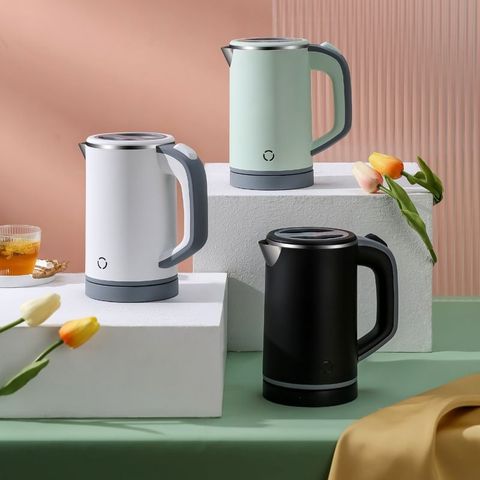 110V電熱水壺 800ML燒水壺 雙層保溫壺 不銹鋼水壺 