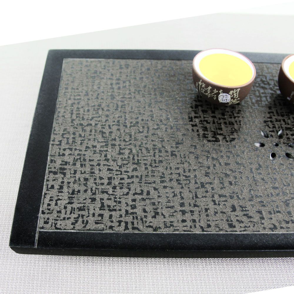 生活禪 玄武岩日式石茶盤-出雙入對(線邊) (40x22x2.8cm) / B21-016-1台灣工藝
