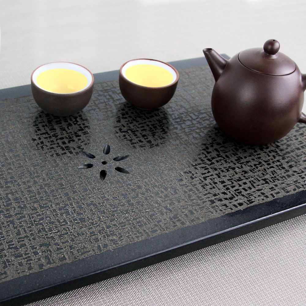 生活禪  玄武岩日式石茶盤-出雙入對 (40x22x2.5cm) / B21-016/台灣工藝