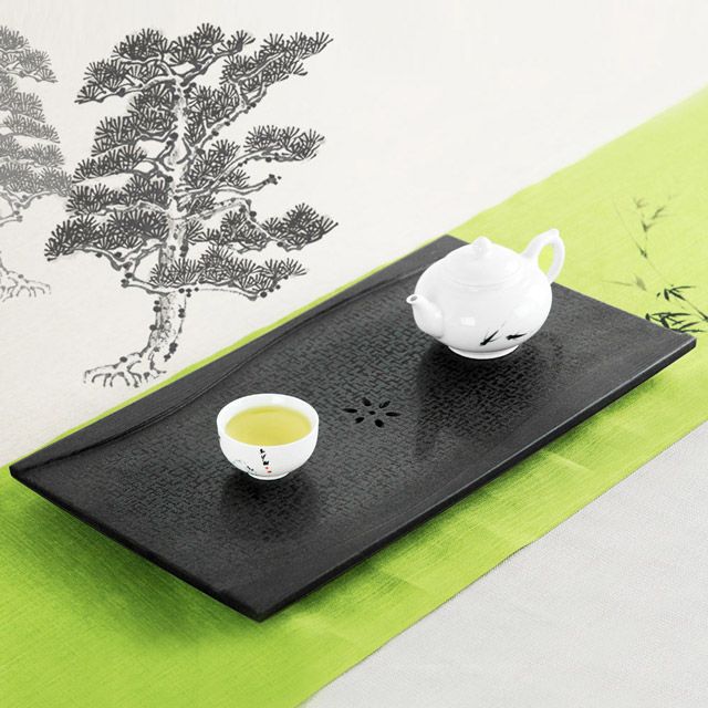 生活禪  玄武岩日式石茶盤-川流不息(40x22x3cm) B21-002台灣工藝