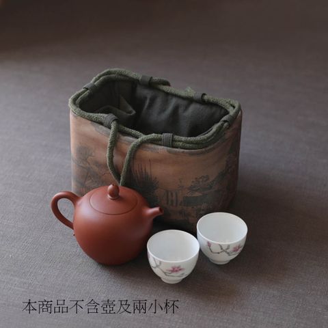 原藝坊 復古風 加厚棉麻茶具收納包 布包 (大) 清明上河圖