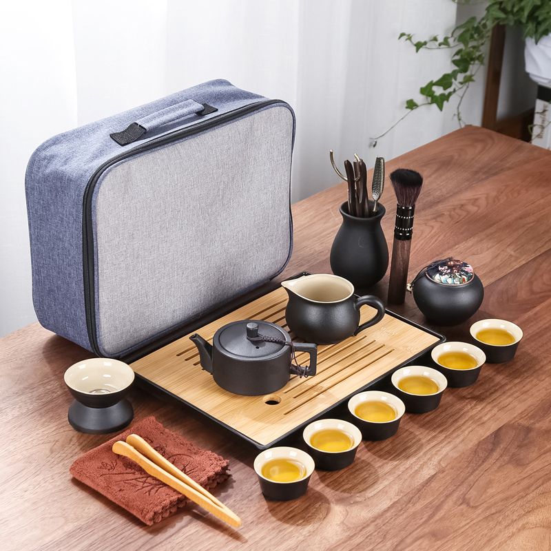  15件套 旅行功夫茶具套裝組合 家用辦公室戶外車載泡茶壺茶杯茶盤 快客杯/沖茶/茶道/喝茶