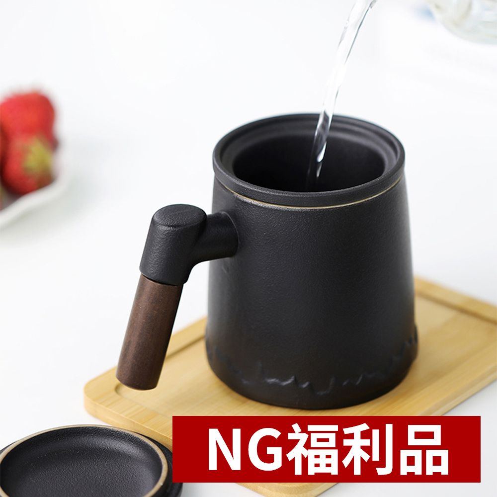 CS22 NG福利品日式靜謐陶瓷茶水分離泡茶杯禮盒組