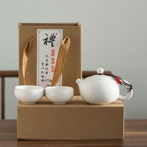 原藝坊 白瓷西施壺 一壺二杯茶具組