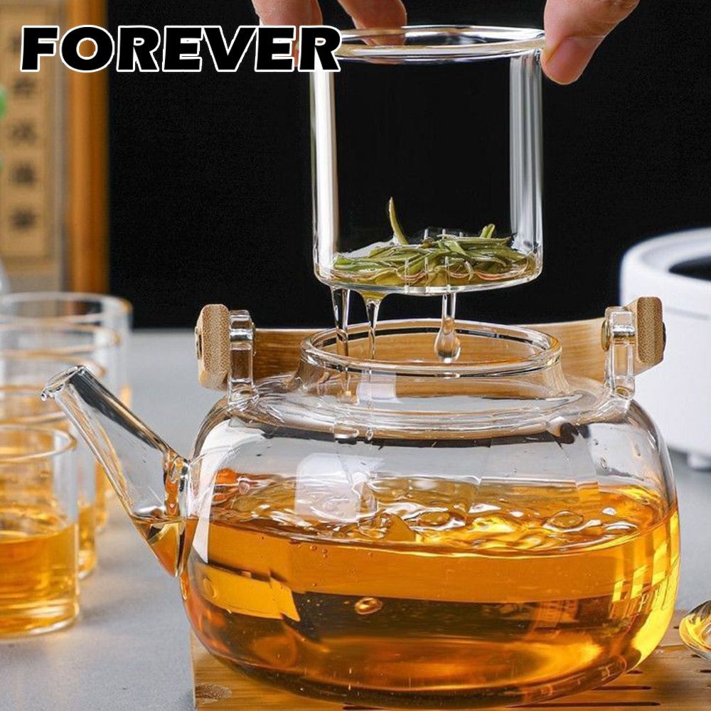 FOREVER 鋒愛華 【日本】木柄提手高硼硅玻璃泡茶壺