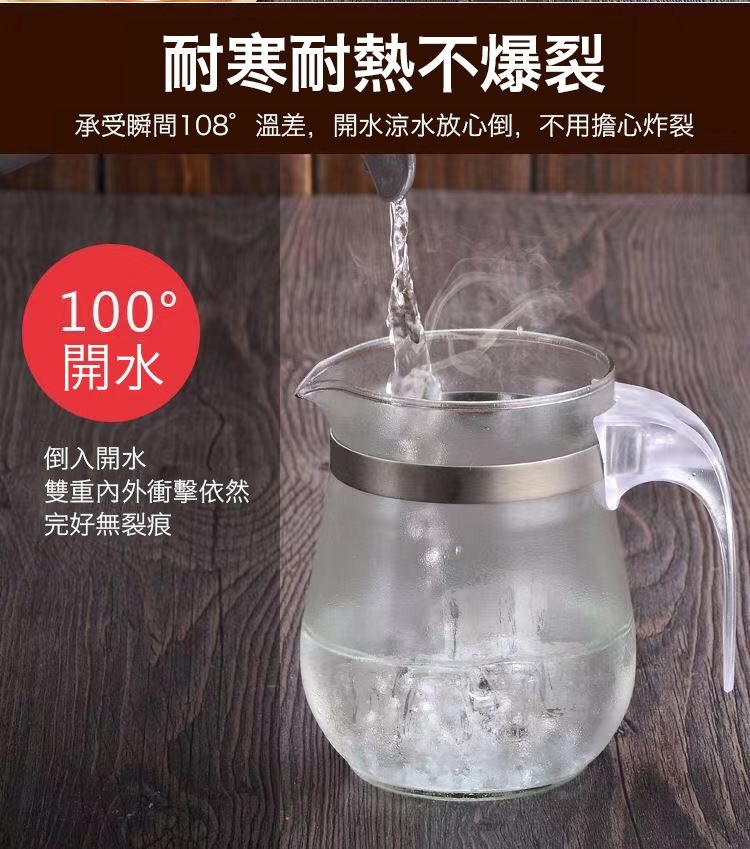  茶葉過濾玻璃耐熱泡茶壺1000ml(超值2入)