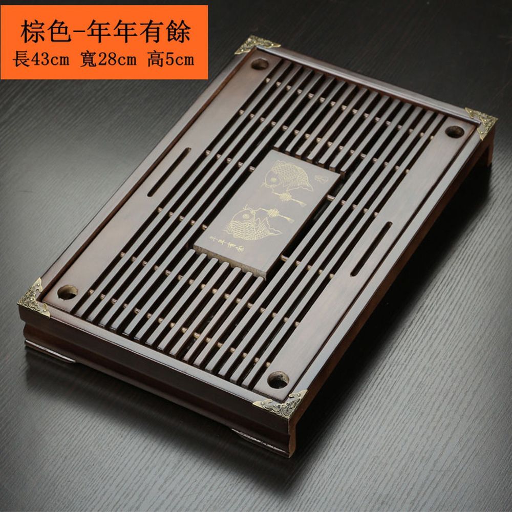  家用功夫茶具配件儲水茶盤 茶台 抽屜式茶桌 排水功夫茶具 瀝水茶托  【小號43*28*5cm】