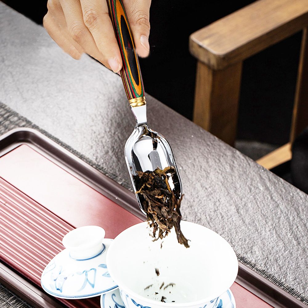 PUSH! 品茗喝茶具不銹鋼茶勺茶則茶鏟茶葉勺子取茶葉匙茶具配件炫彩謎之眼茶勺T12-2