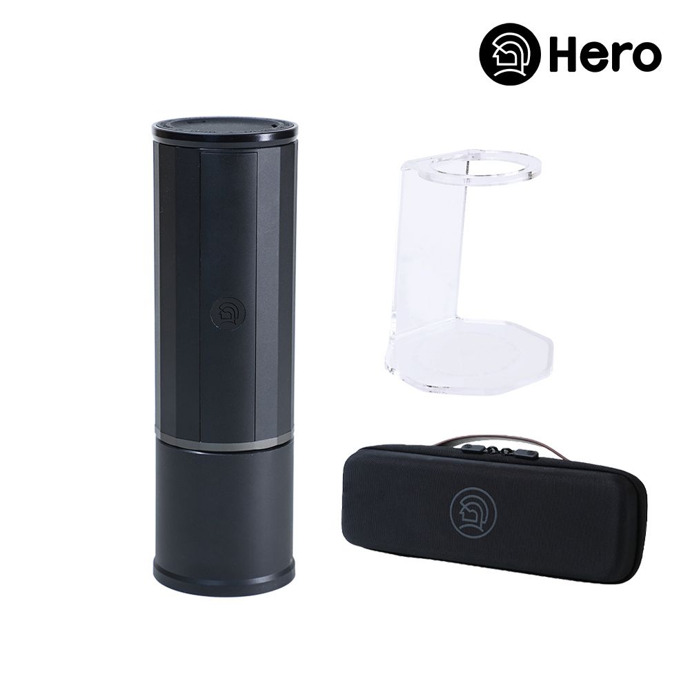  【Hero】攜帶型電動兩用義式萃取膠囊咖啡機全配組-黑色(包含義萃便攜包+義萃便攜支架)