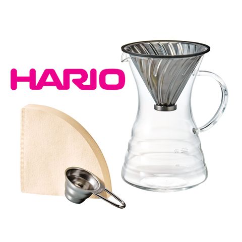 【HARIO】V60金屬濾杯咖啡壺組-VPD-02HSV