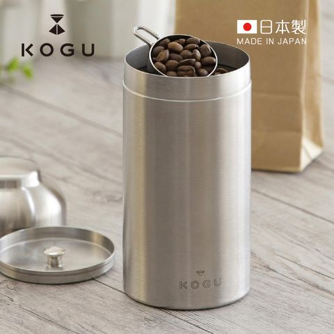 【日本下村KOGU】日製18-8不鏽鋼儲豆罐(附量匙10g)-720ml