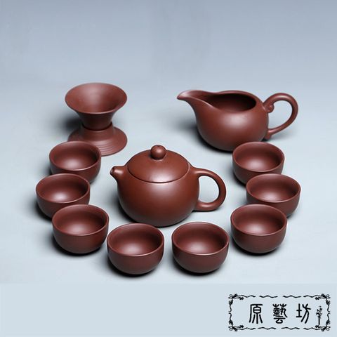 原藝坊 紅紫砂西施壺 陶瓷功夫茶具組