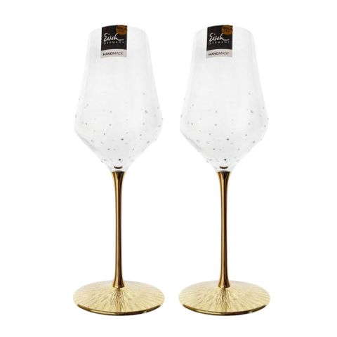 【GRANDI】絕版品｜極光金梗380手工白酒杯380ml-2入組(24K金)