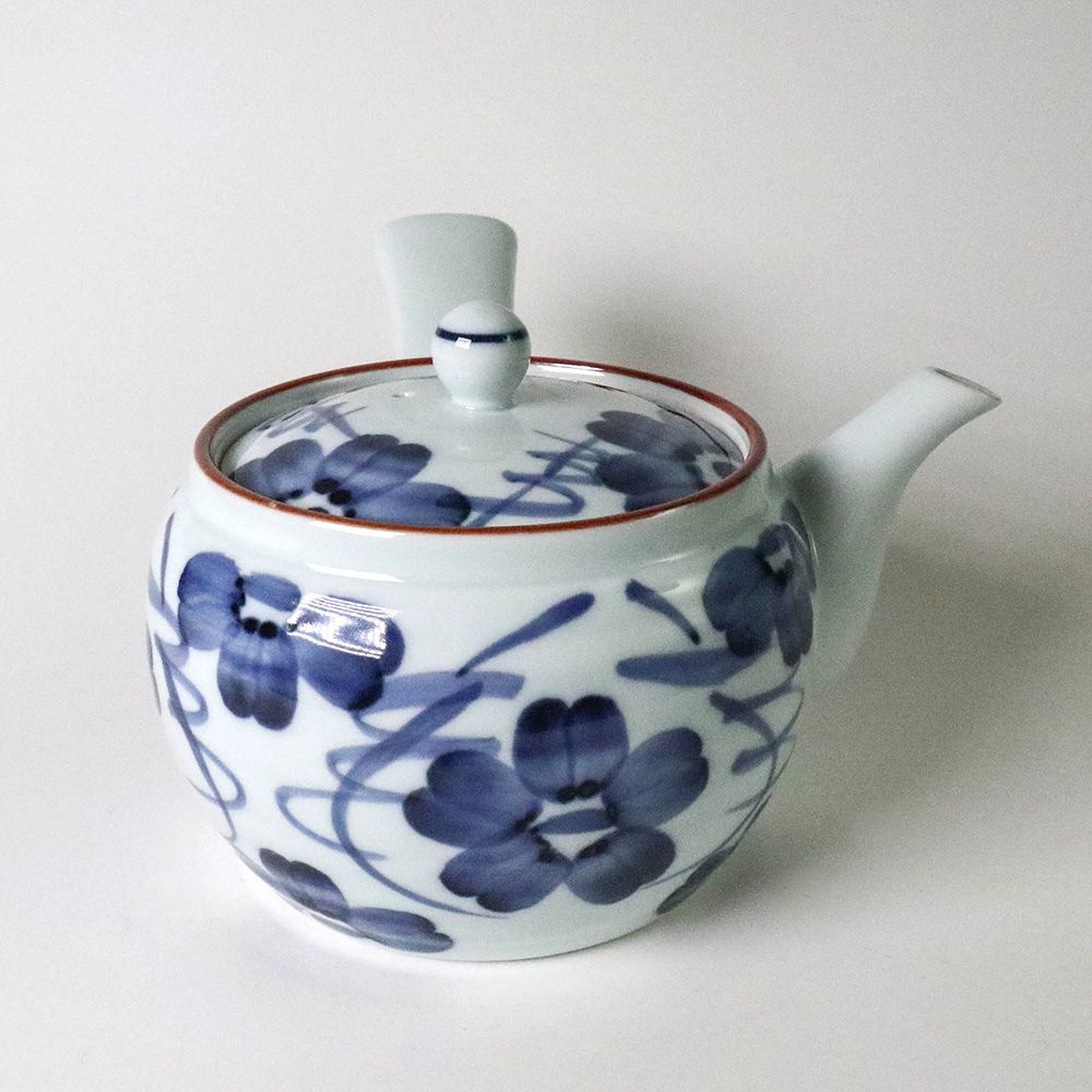 福介商店 日本陶壺 有田燒 染花紋 橫手急須 0.35L 泡茶壺 沖泡壺 橫柄壺具