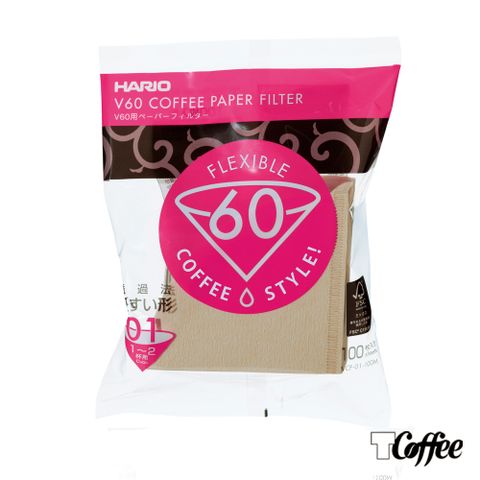 TCoffee HARIO-V60無漂白01濾紙100張