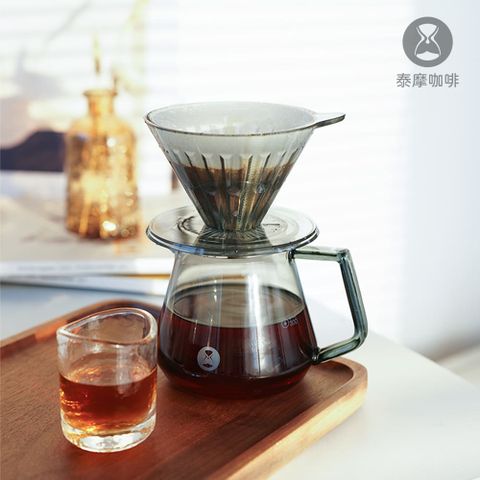 TIMEMORE 【 泰摩】冰瞳濾杯咖啡壺組 PCTG冰瞳01濾杯360ml咖啡分享壺 黛黑