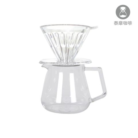 【TIMEMORE 泰摩】冰瞳濾杯咖啡壺組 PCTG冰瞳01濾杯＋360ml咖啡分享壺 透明