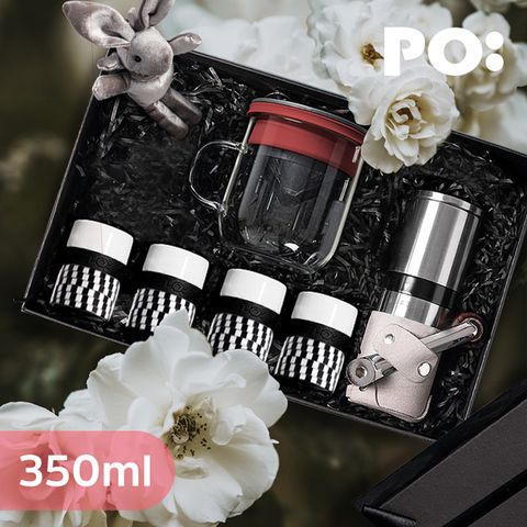 PO 【:Selected】丹麥手沖咖啡三件禮盒組(玻璃杯350ml-共4色/咖啡磨2.0/濃縮咖啡四件組-馬賽克款)