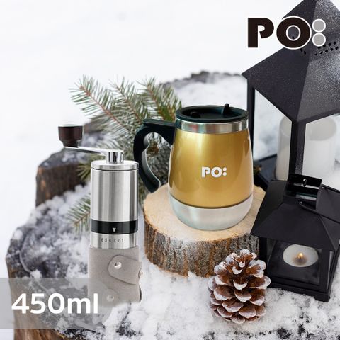 PO 【:Selected】丹麥手沖咖啡二件組(咖啡磨2.0/保溫胖胖杯450ml-共4色)