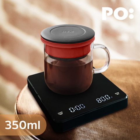 【PO:Selected】丹麥手沖咖啡二件組(電子秤/玻璃杯350ml-共4色)