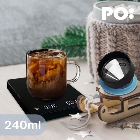 【PO:Selected】丹麥手沖咖啡二件組(電子秤/玻璃杯240ml-共4色)