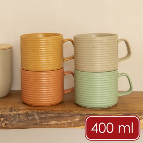 《KitchenCraft》Idilica石陶馬克杯4入(暖秋400ml)