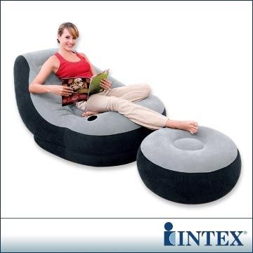 INTEX《懶骨頭》單人充氣沙發椅-附獨立腳椅
