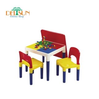 ☆ DELSUN ☆ [DELSUN 8601-2]兒童積木桌椅組 塑膠桌椅 原色 DIY 多功能桌椅 台灣製造